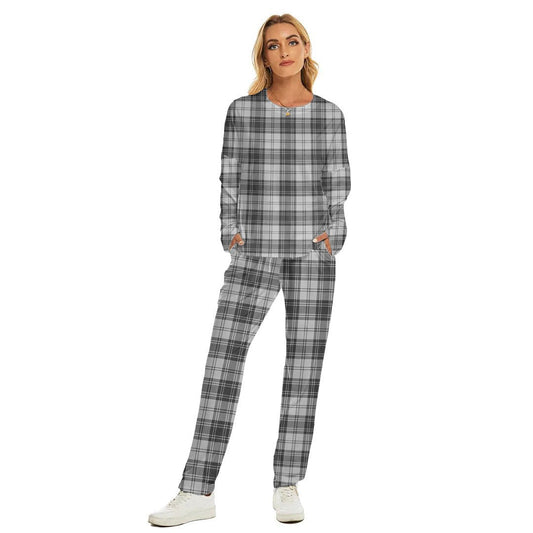 Douglas Grey Modern Tartan Plaid Women's Pajama Suit