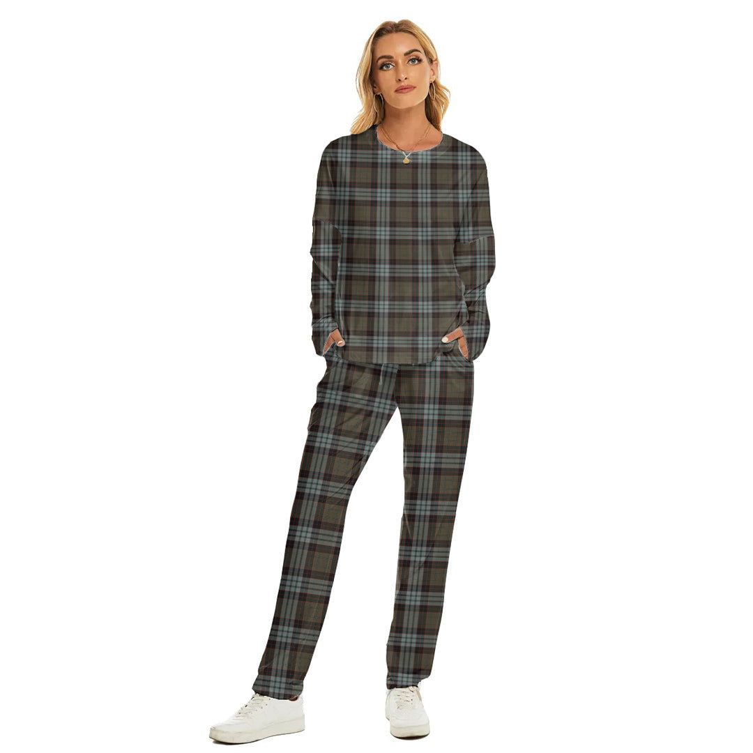 Stewart Old Weathered Tartan Plaid Women's Pajama Suit