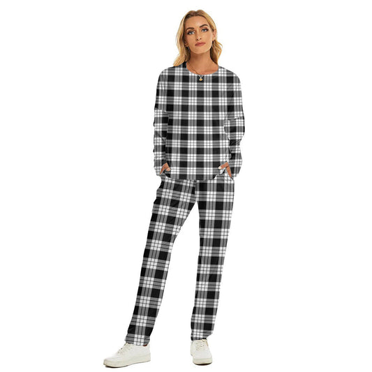 MacFarlane Black White Tartan Plaid Women's Pajama Suit