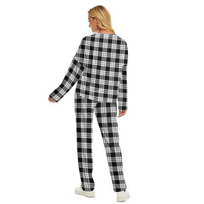 MacFarlane Black White Tartan Plaid Women's Pajama Suit