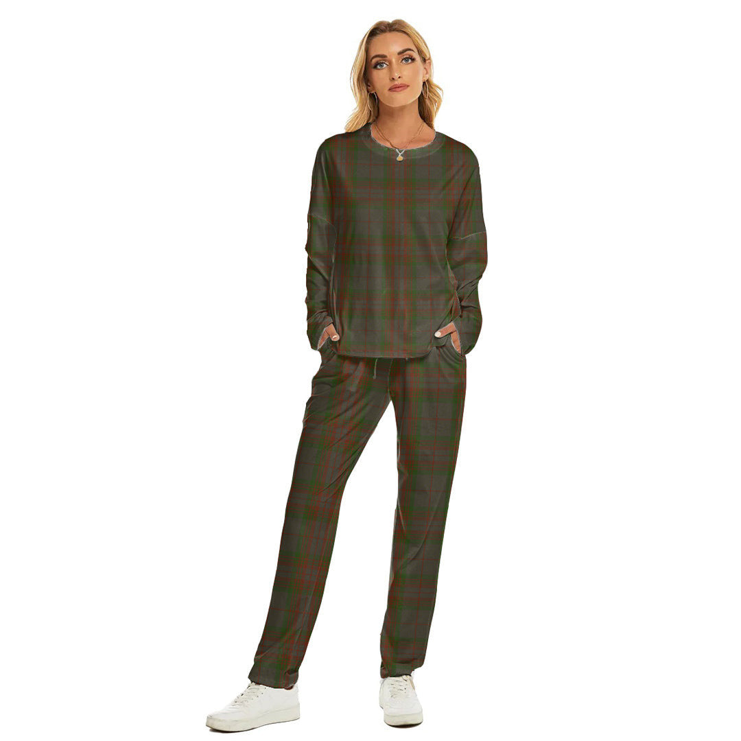 Gray Tartan Plaid Women's Pajama Suit