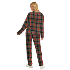 Stewart Black Tartan Plaid Women's Pajama Suit