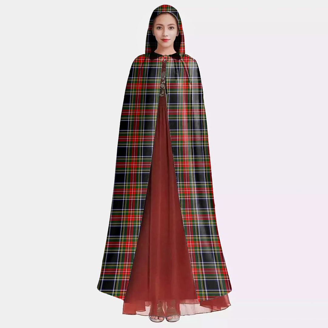 Stewart Black Tartan Plaid Hooded Cloak