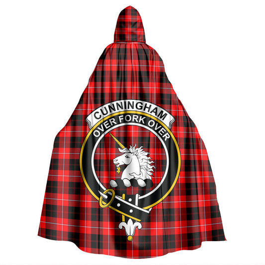 Cunningham Modern Tartan Crest Hooded Cloak