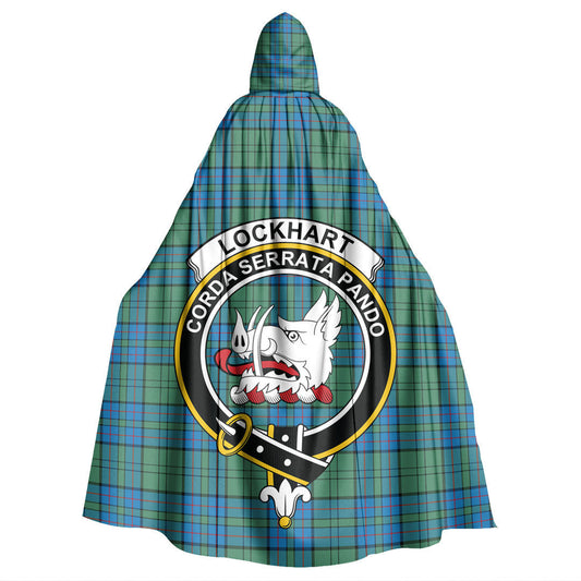 Lockhart Tartan Crest Hooded Cloak