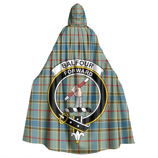 Balfour Blue Tartan Crest Hooded Cloak