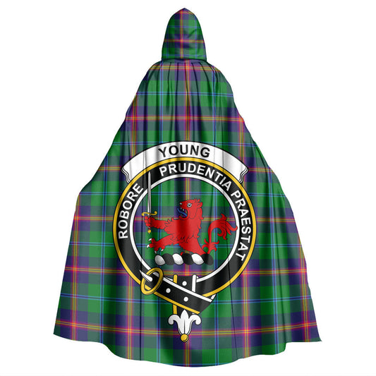 Young Modern Tartan Crest Hooded Cloak