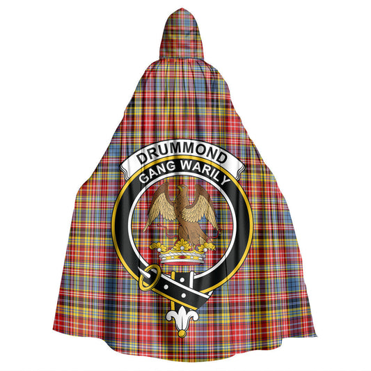 Drummond of Strathallan Tartan Crest Hooded Cloak