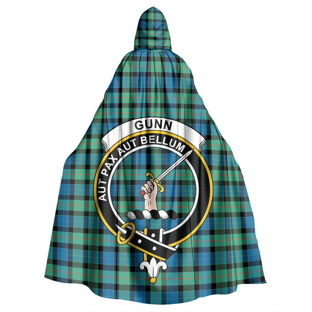 Gunn Ancient Tartan Crest Hooded Cloak
