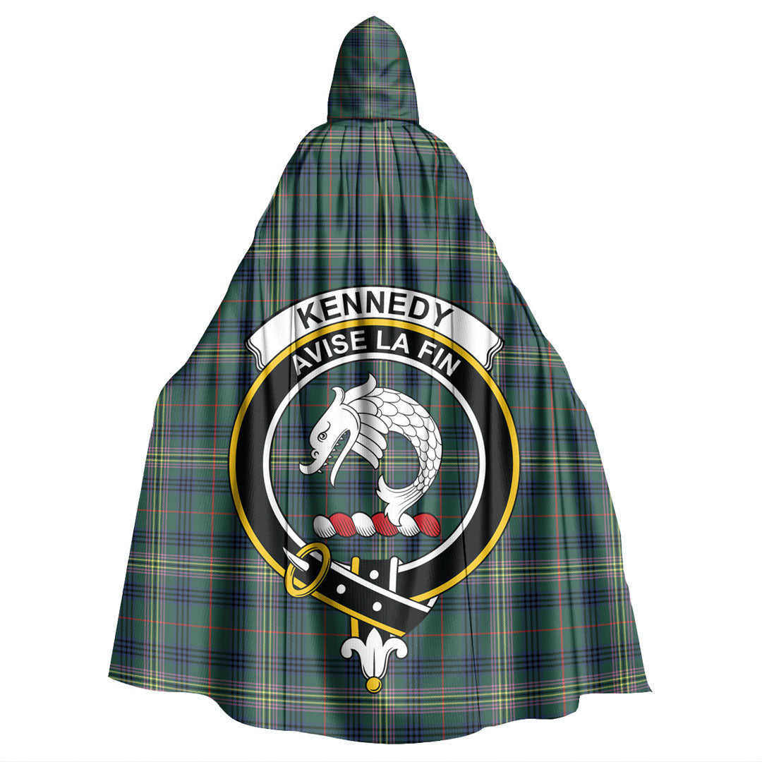 Kennedy Modern Tartan Crest Hooded Cloak