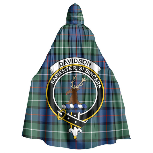 Davidson of Tulloch Tartan Crest Hooded Cloak