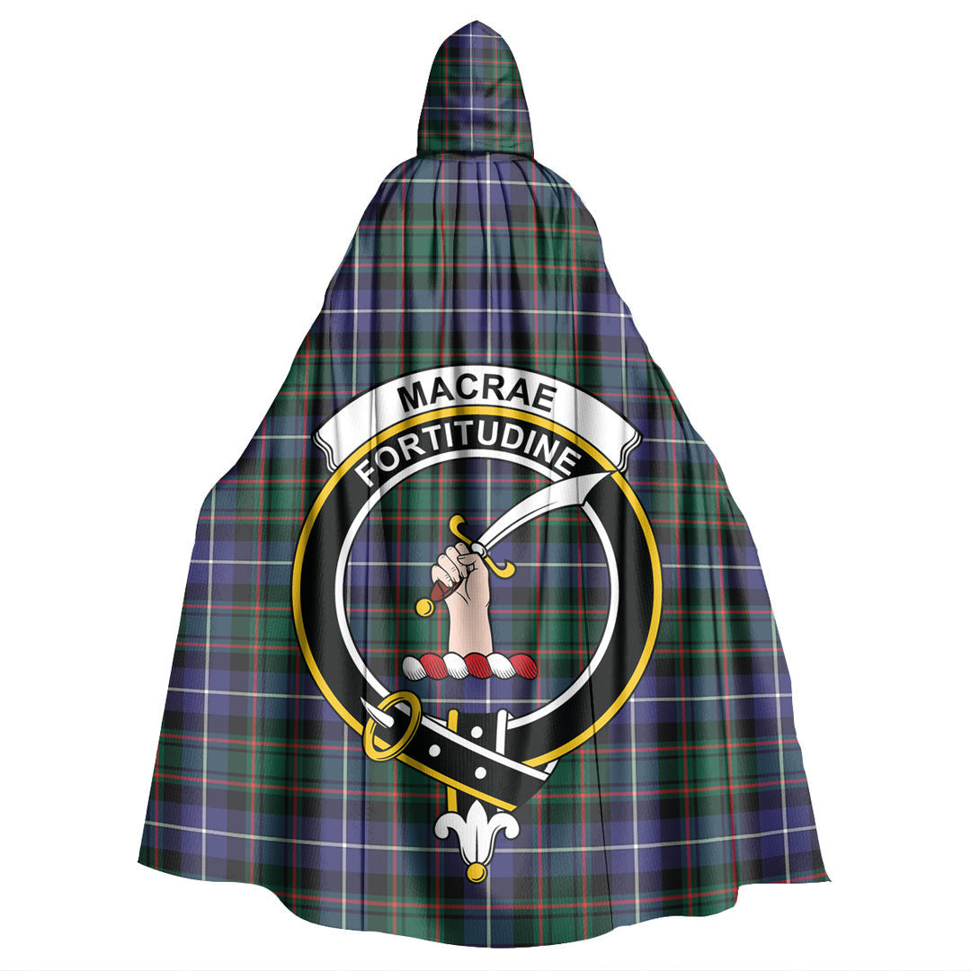 MacRae Hunting Modern Tartan Crest Hooded Cloak