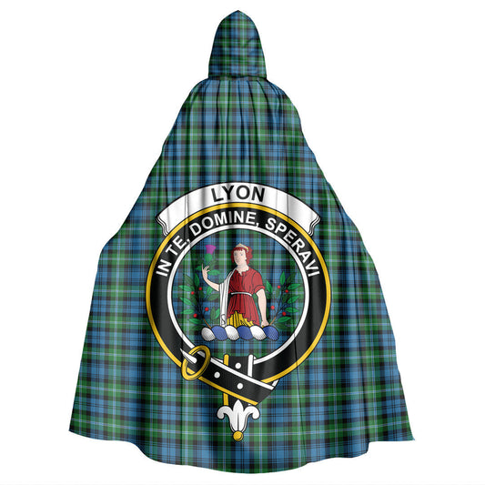 Lyon Tartan Plaid Tartan Crest Hooded Cloak