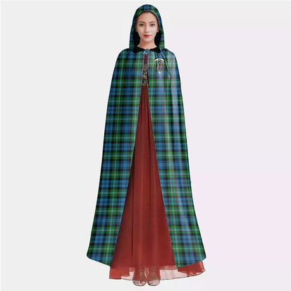 Lyon Tartan Plaid Tartan Crest Hooded Cloak