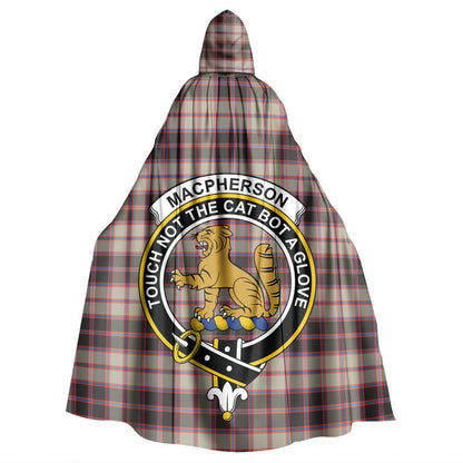 MacPherson Hunting Ancient Tartan Crest Hooded Cloak