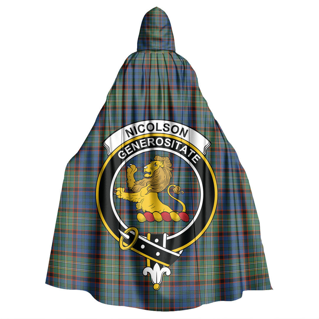 Nicolson Hunting Ancient Tartan Crest Hooded Cloak