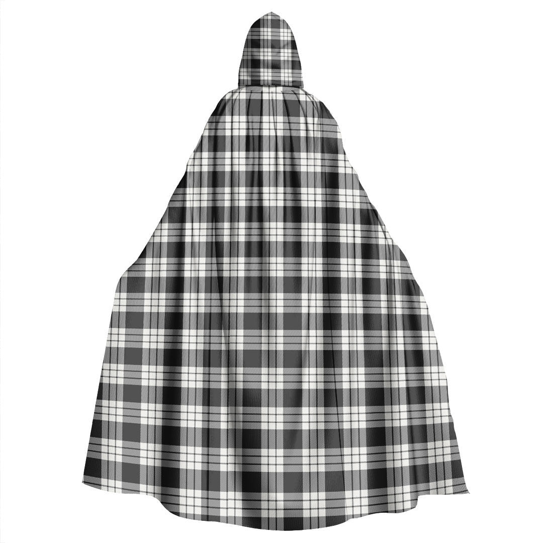 MacFarlane Black White Ancient Tartan Plaid Hooded Cloak