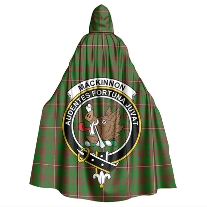 MacKinnon Hunting Modern Tartan Crest Hooded Cloak