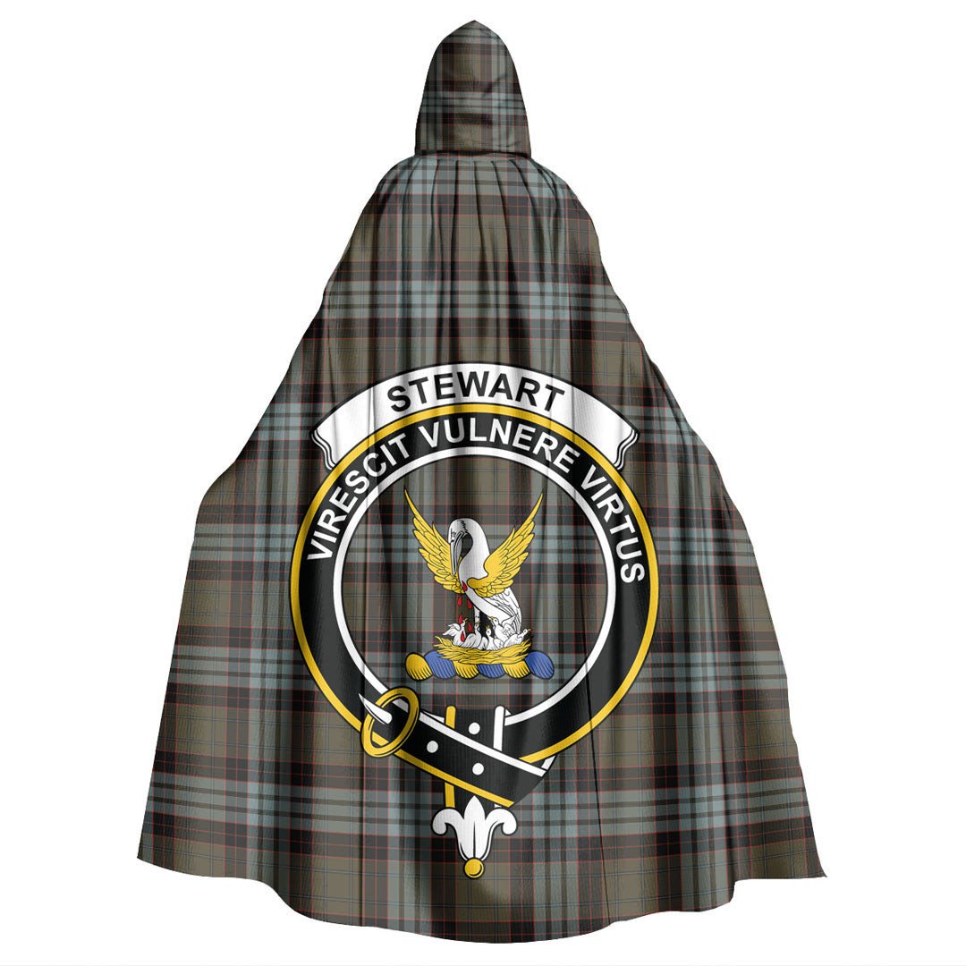 Stewart Old Weathered Tartan Crest Hooded Cloak