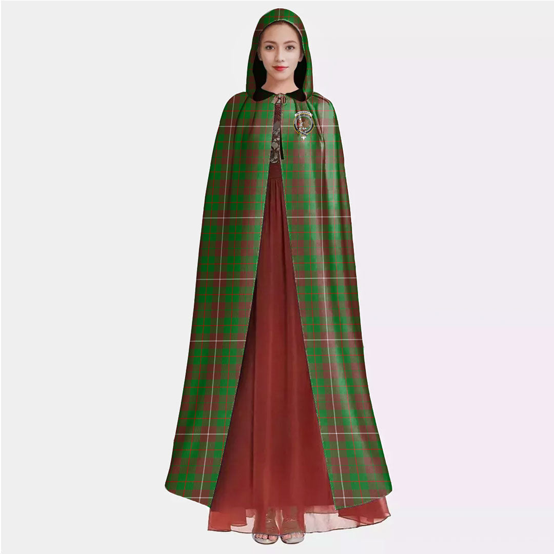 MacKinnon Hunting Modern Tartan Crest Hooded Cloak