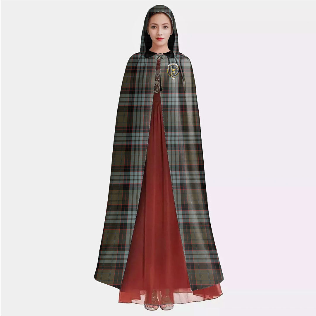 Stewart Old Weathered Tartan Crest Hooded Cloak