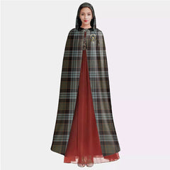 Stewart Old Weathered Tartan Crest Hooded Cloak