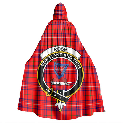 Rose Modern Tartan Crest Hooded Cloak