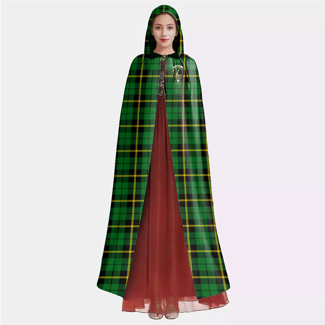 Wallace Hunting Green Tartan Crest Hooded Cloak