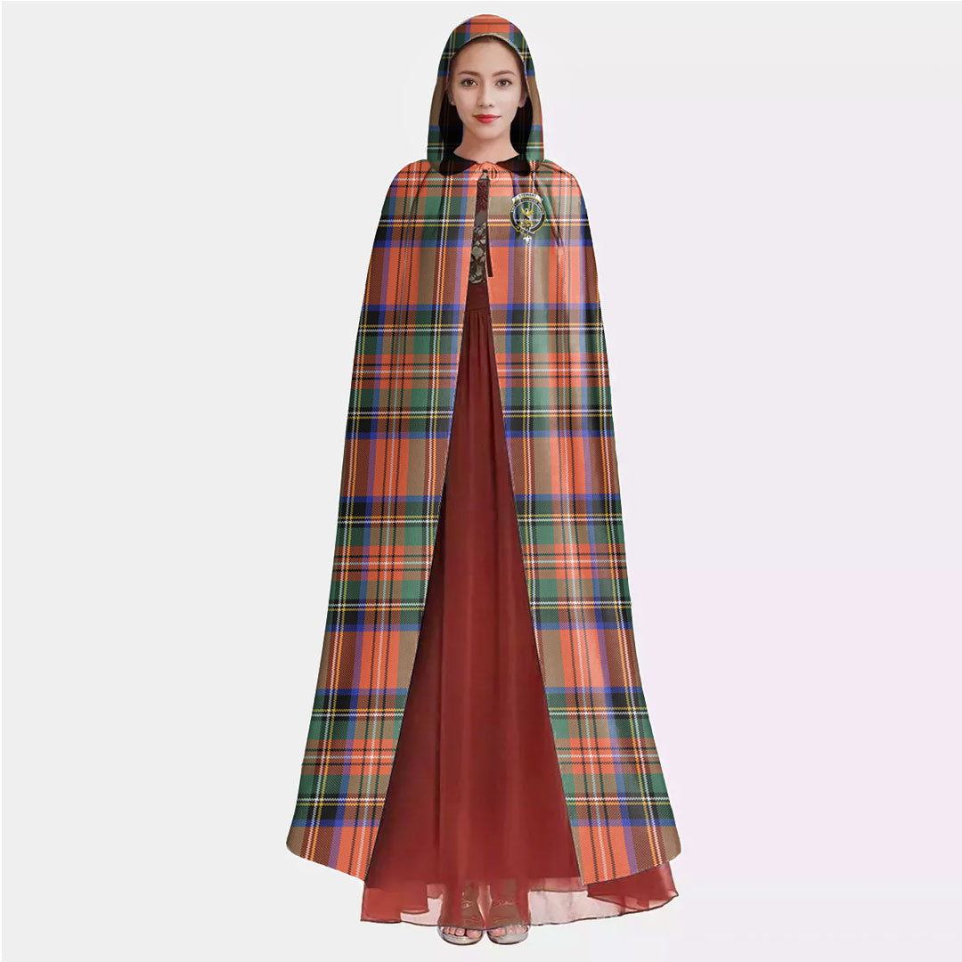 Stewart Royal Ancient Tartan Crest Hooded Cloak