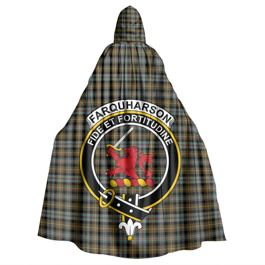 Farquharson Weathered Tartan Crest Hooded Cloak