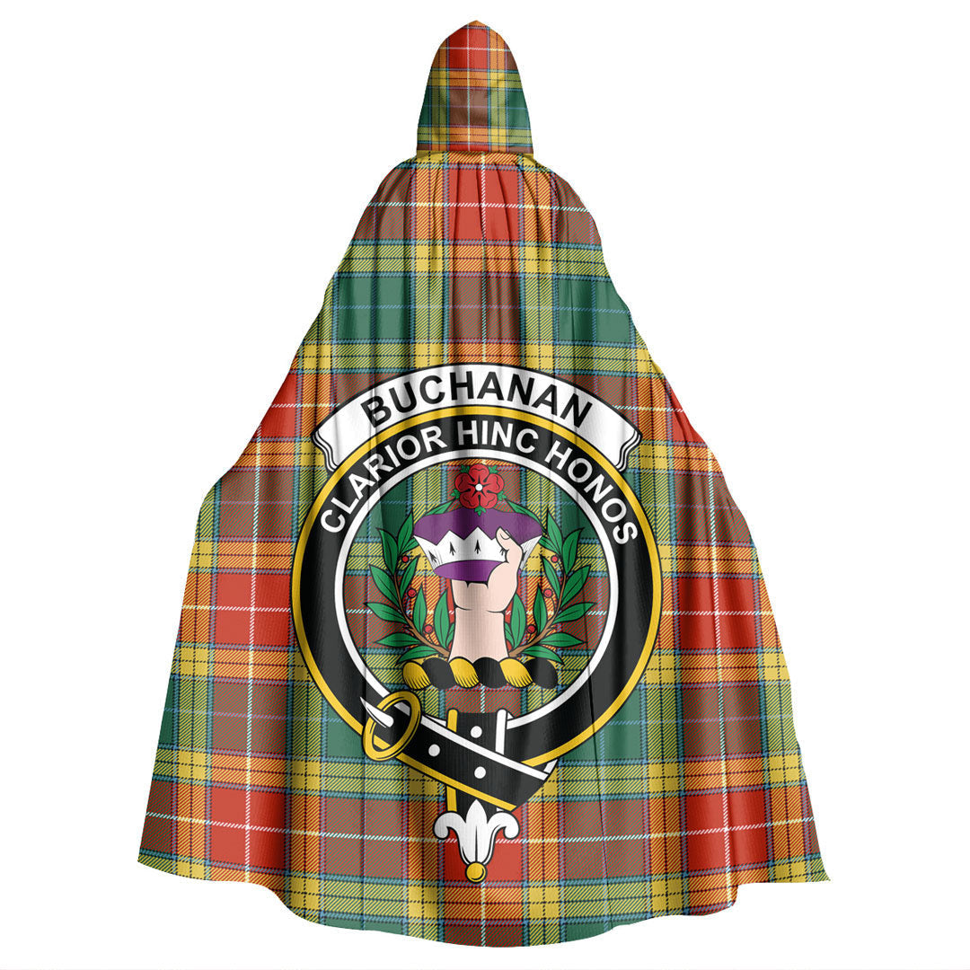 Buchanan Old Sett Tartan Crest Hooded Cloak