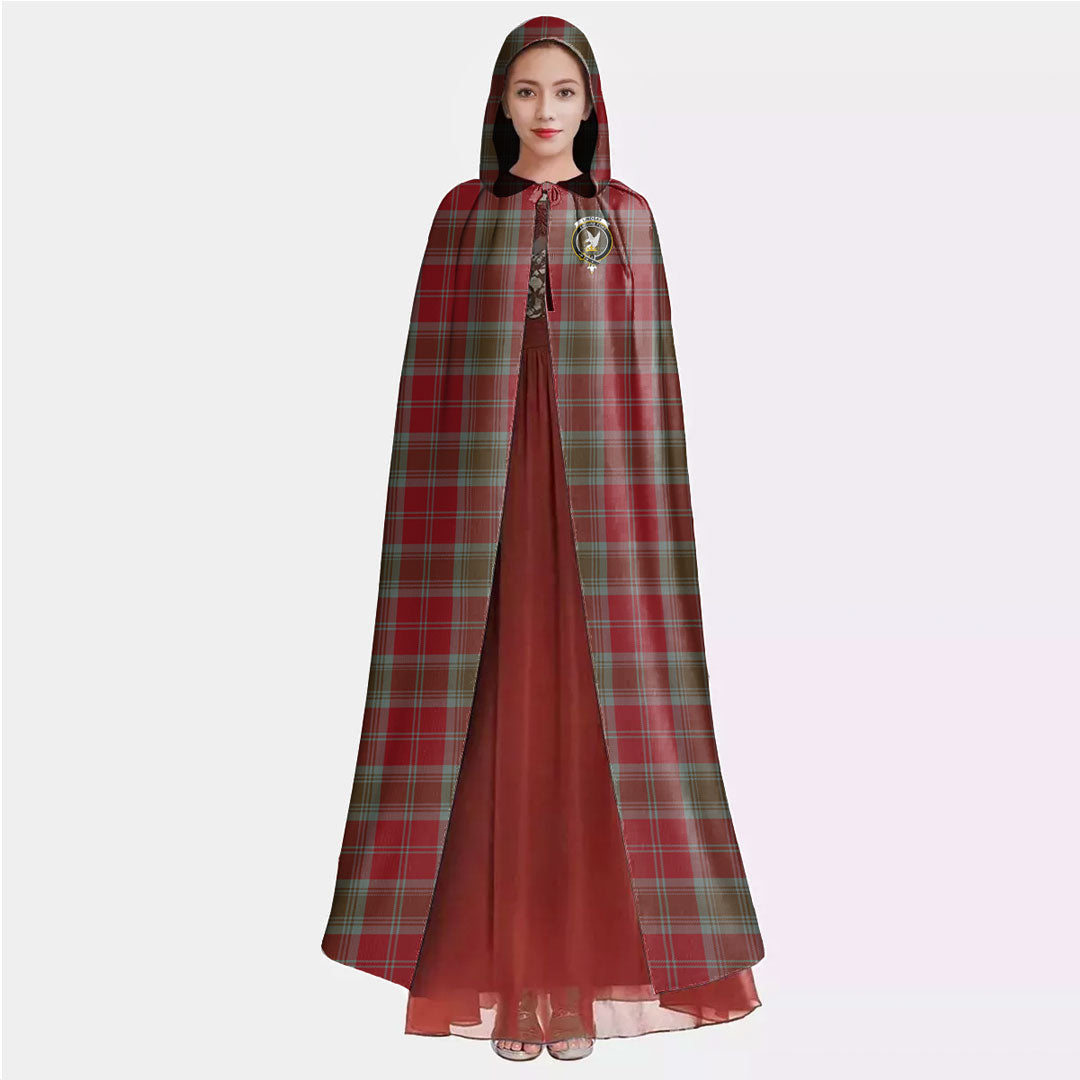 Lindsay Weathered Tartan Crest Hooded Cloak