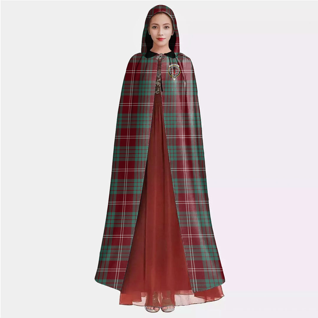 Crawford Modern Tartan Crest Hooded Cloak