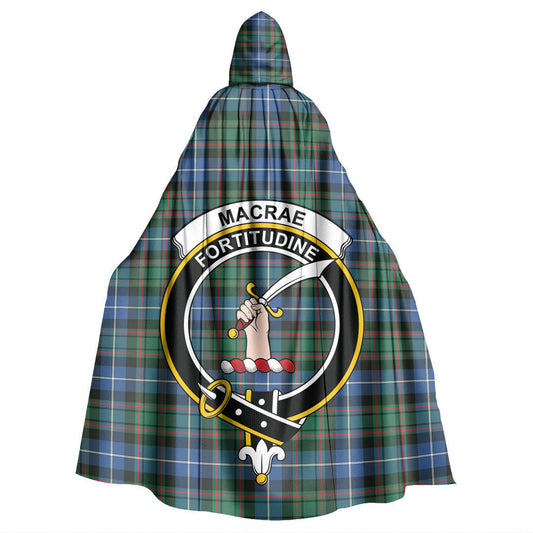 MacRae Hunting Ancient Tartan Crest Hooded Cloak