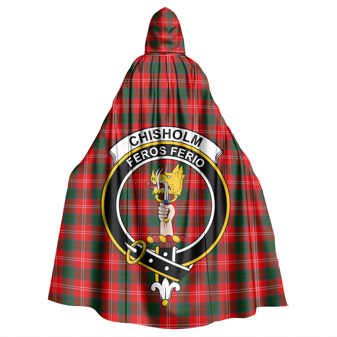 Chisholm Modern Tartan Crest Hooded Cloak