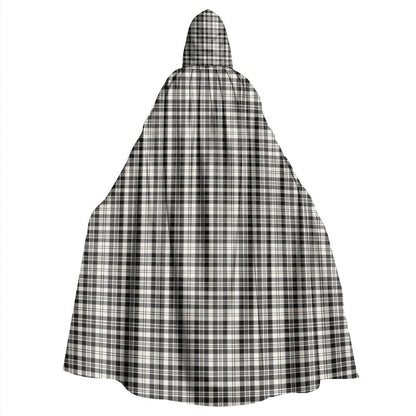 Scott Black White Ancient Tartan Plaid Hooded Cloak