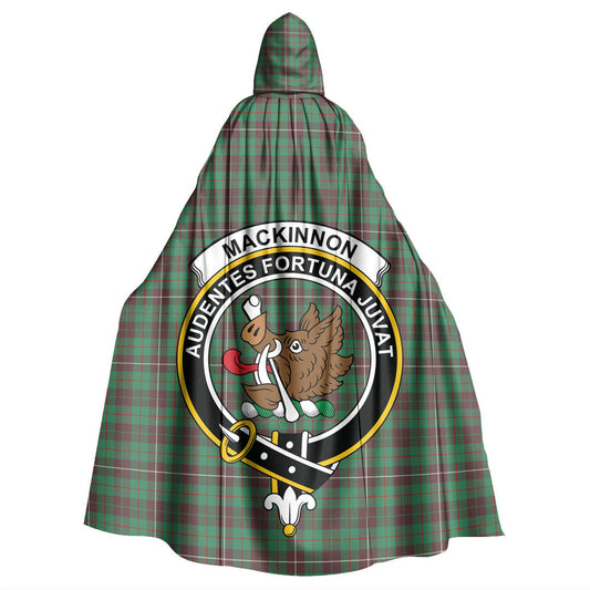 MacKinnon Hunting Ancient Tartan Crest Hooded Cloak