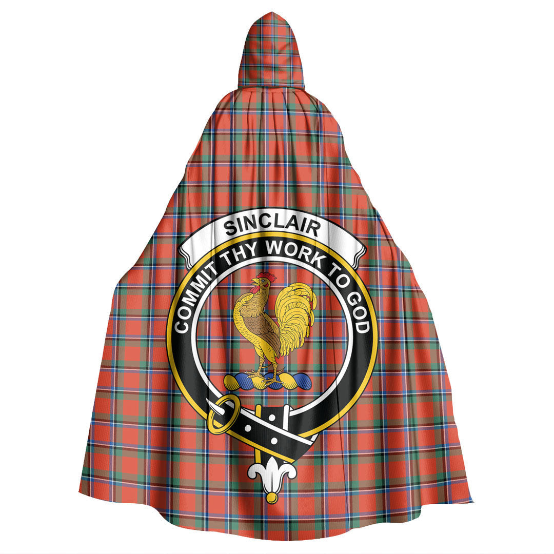 Sinclair Ancient Tartan Crest Hooded Cloak