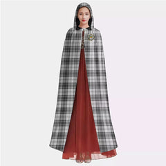 Douglas Grey Modern Tartan Crest Hooded Cloak