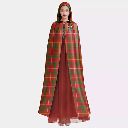 Bruce Modern Tartan Crest Hooded Cloak