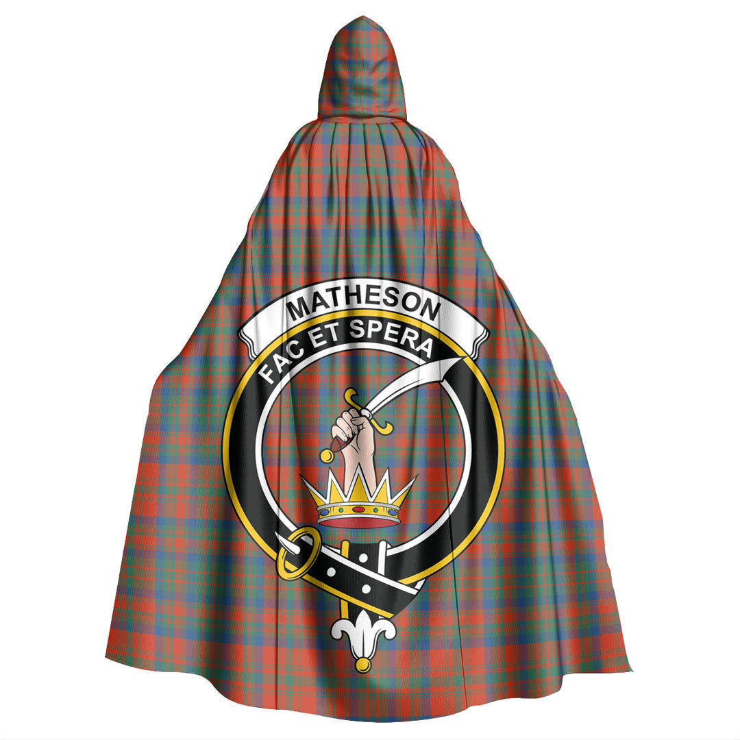 Matheson Ancient Tartan Crest Hooded Cloak