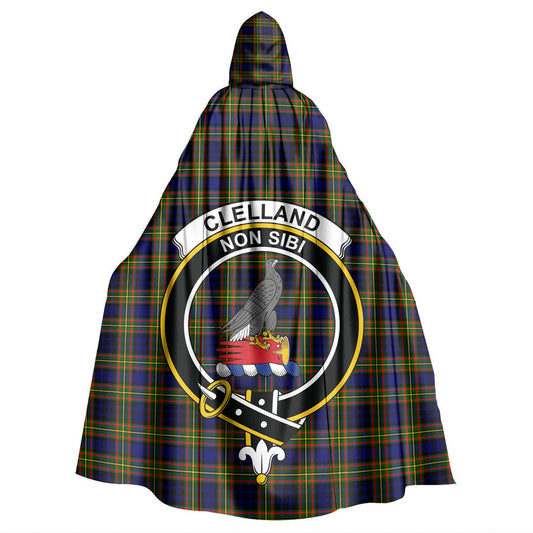 Clelland Modern Tartan Crest Hooded Cloak