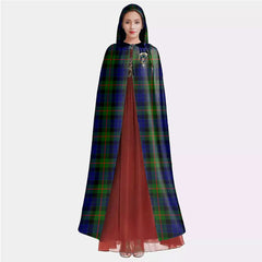 Gunn Modern Tartan Crest Hooded Cloak