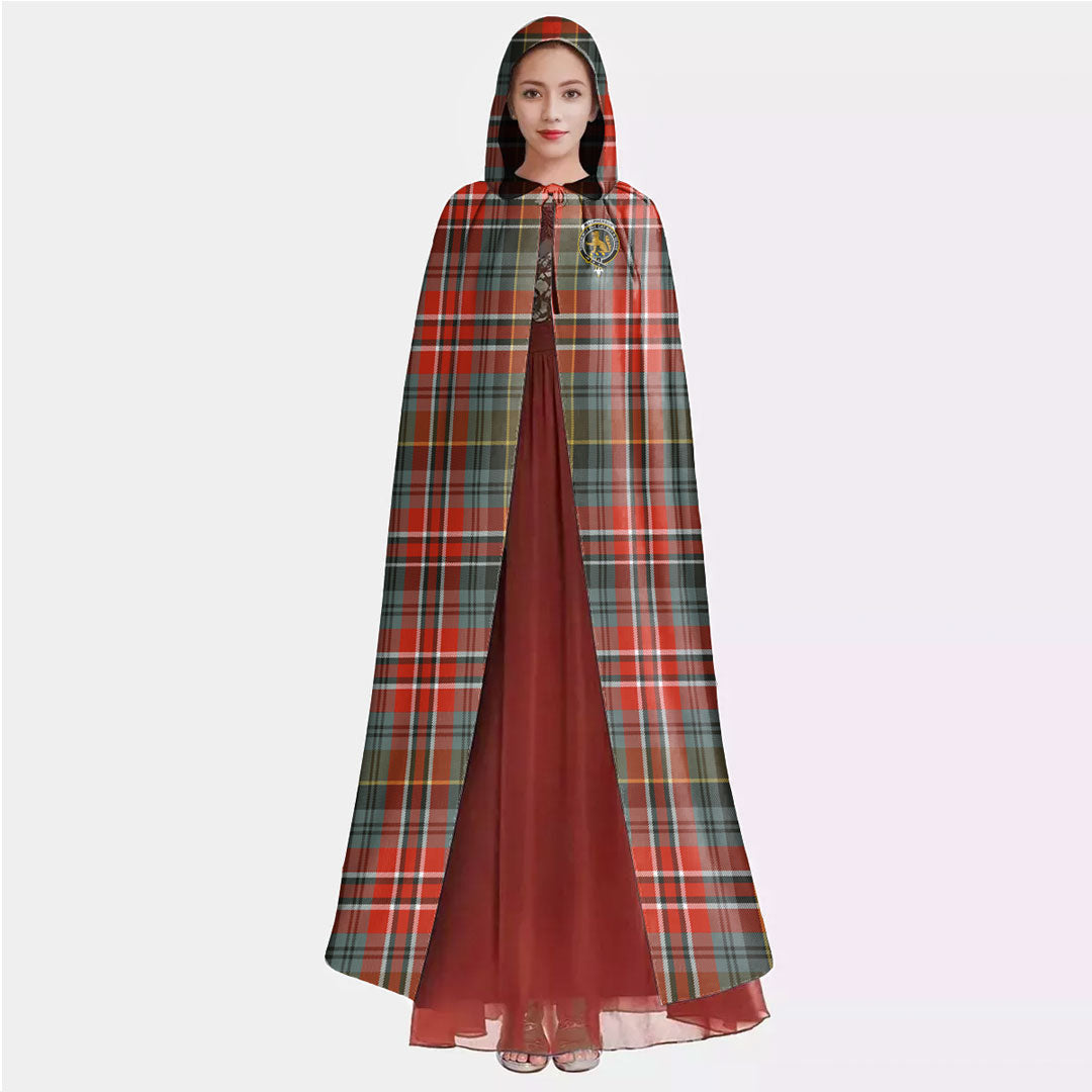 MacPherson Weathered Tartan Crest Hooded Cloak