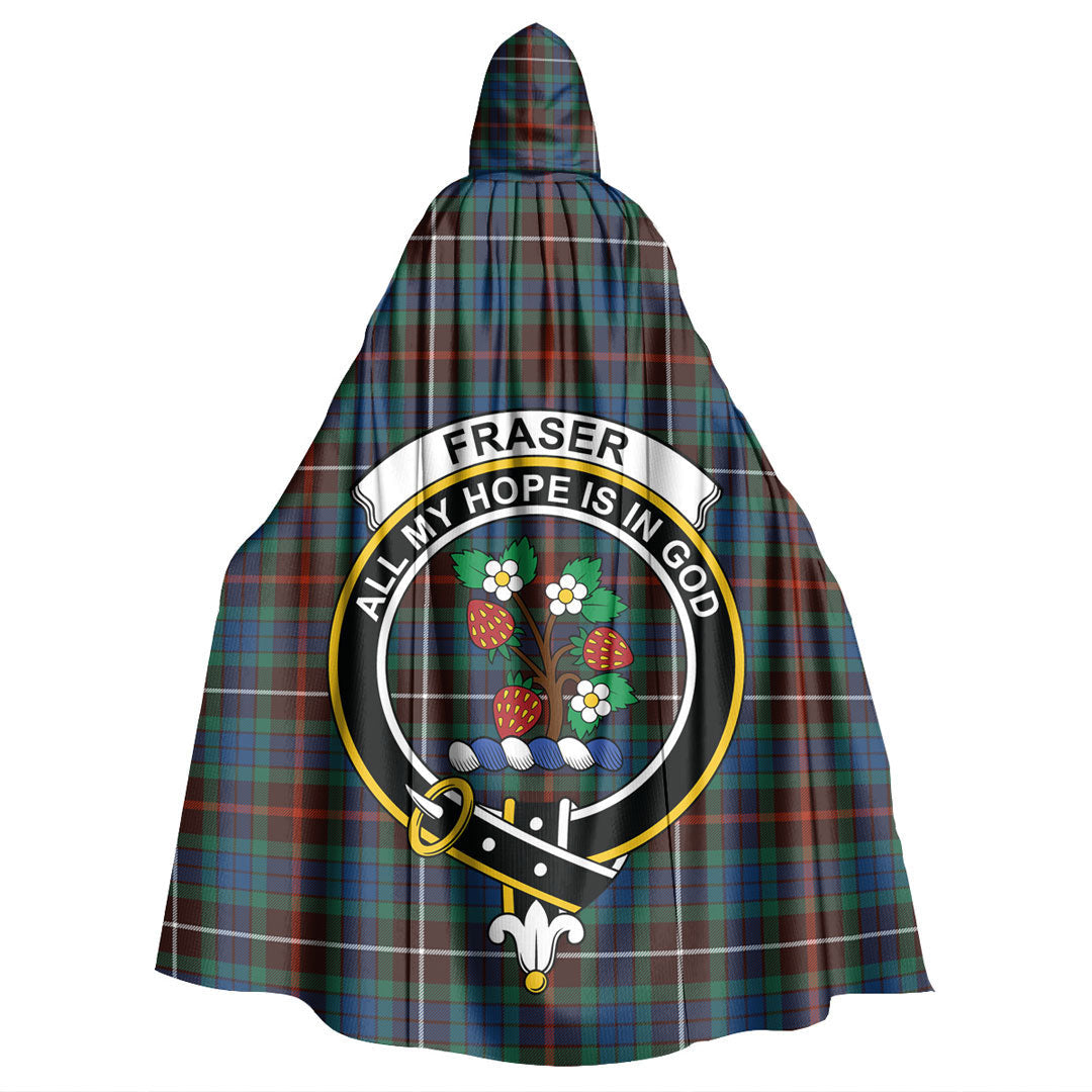 Fraser Hunting Ancient Tartan Crest Hooded Cloak