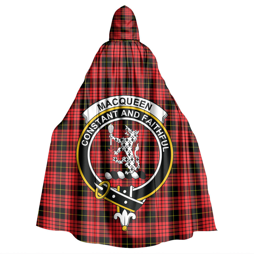 MacQueen Modern Tartan Crest Hooded Cloak