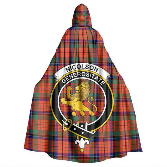 Nicolson Ancient Tartan Crest Hooded Cloak