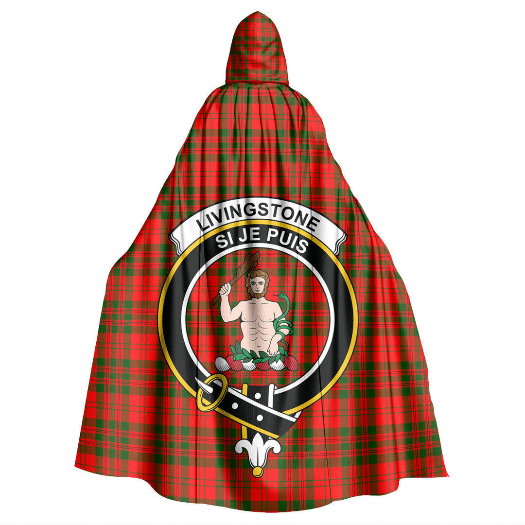 Livingstone Modern Tartan Crest Hooded Cloak