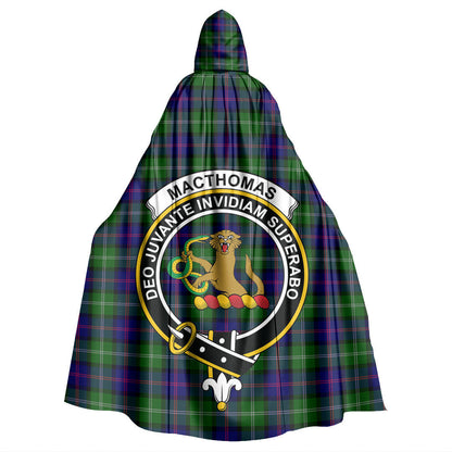 MacThomas Modern Tartan Crest Hooded Cloak