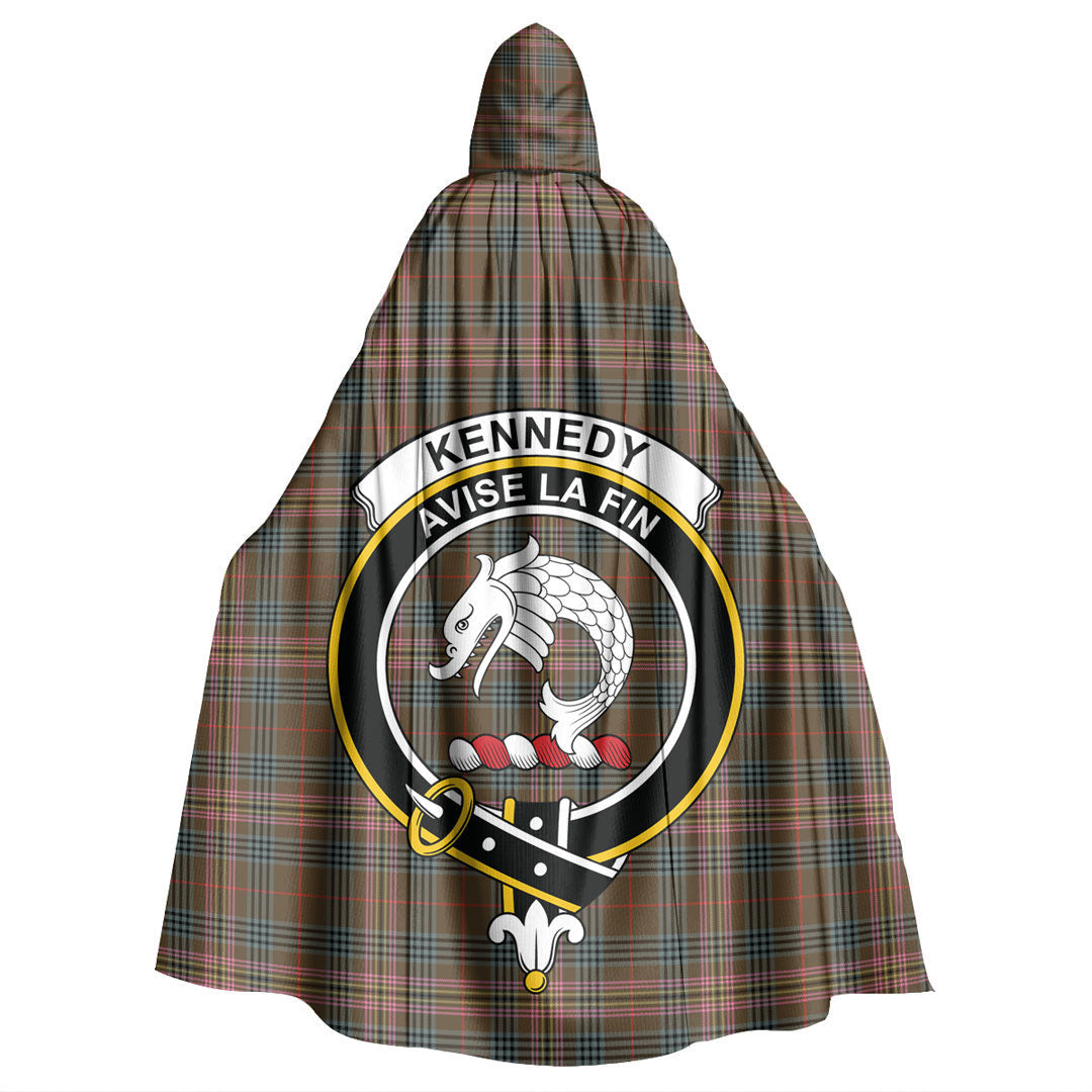 Kennedy Weathered Tartan Crest Hooded Cloak